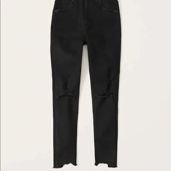 A&F Plus Size Curve Super Skinny Ankle High Rise Distressed Black 37 / 24 Long - Picture 9 of 14